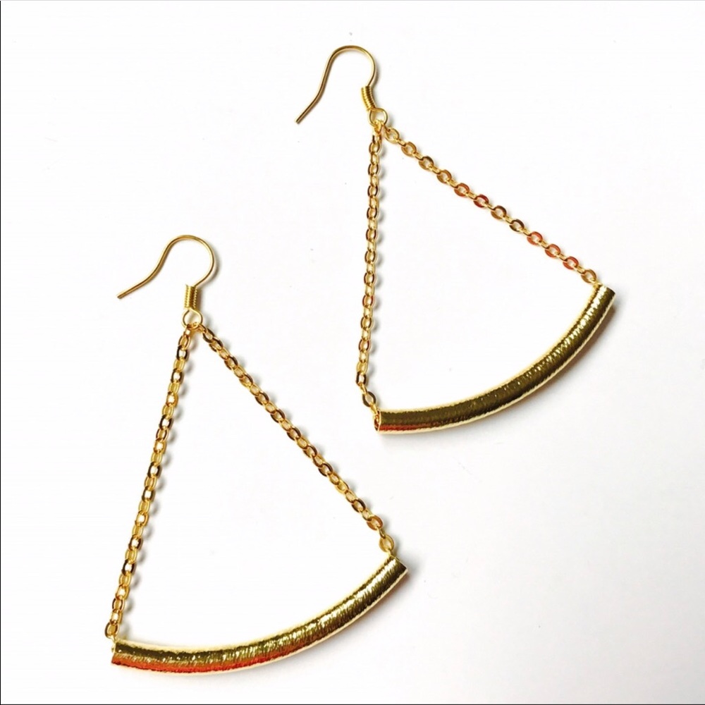 Triangle Gold Bar Dangle Earrings